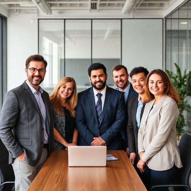 business team photo diverse group modern office
